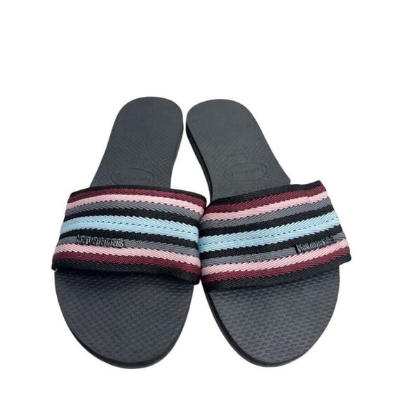 Havaianas Slides Womens Size 6 Black Summer Sandals NEW - Picture 2 of 6